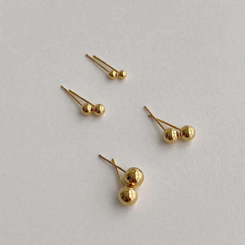Bông tai titan không gỉ mạ vàng 18k thiết kế dạng bi tròn đơn giản nhẹ nhàng thời trang cho nữ