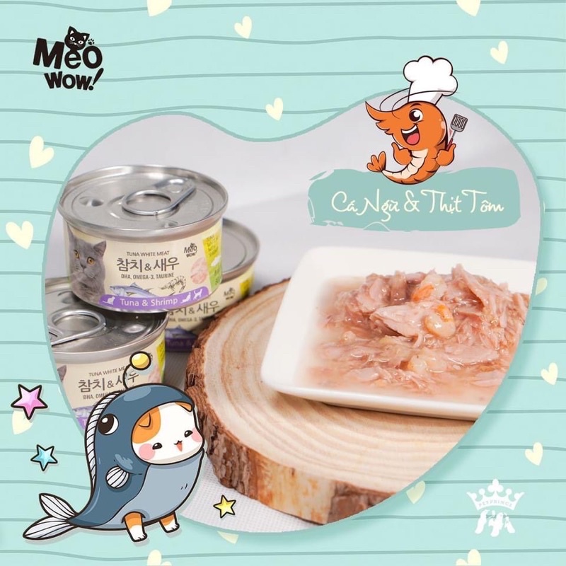 [CHÍNH HÃNG] PATE MEOWOW CHO MÈO 6 mùi vị lon 80g hsd 2024