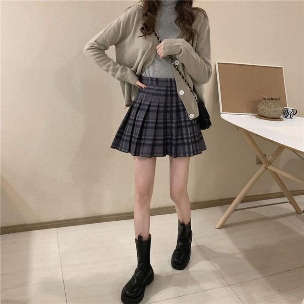 Chân Váy Chữ A Lưng Cao Họa Tiết Sọc Caro Phong Cách Retro | BigBuy360 - bigbuy360.vn