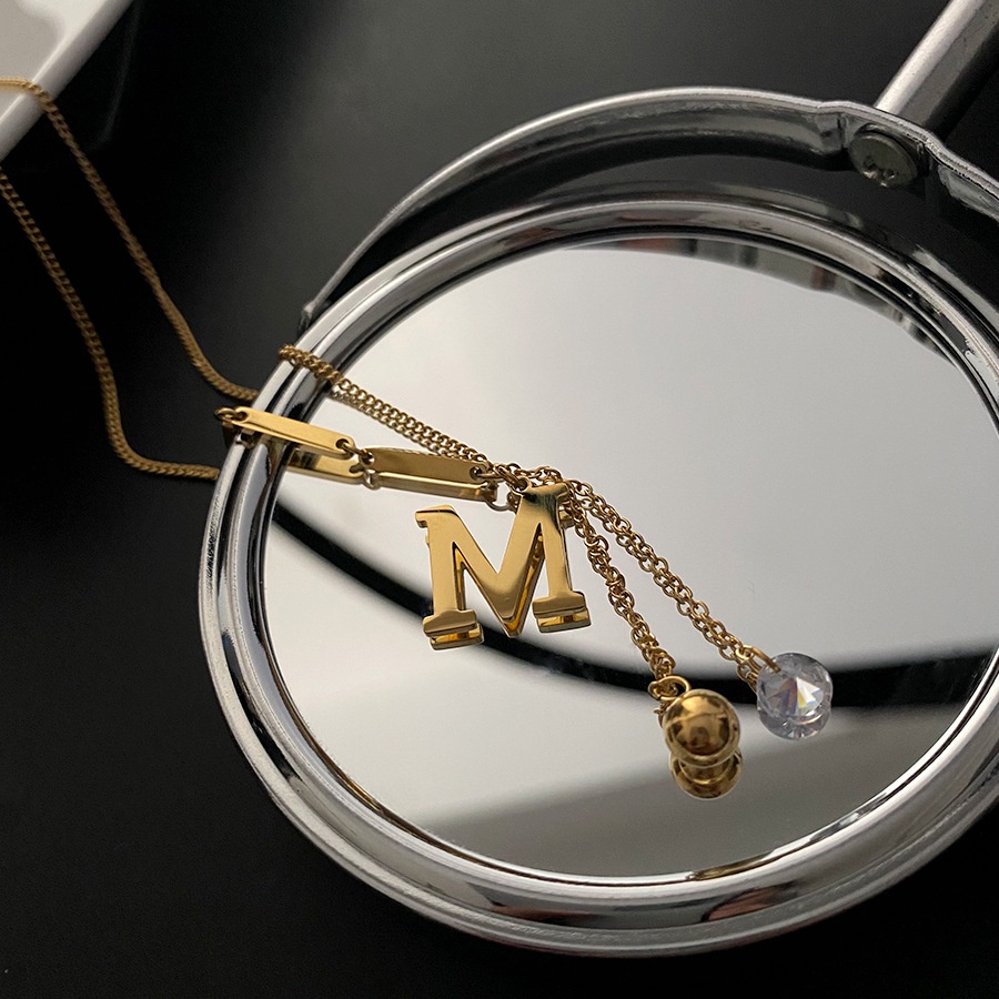 Vòng cổ Thép Titan Mặt Chữ M Thời Trang Cho Nữ