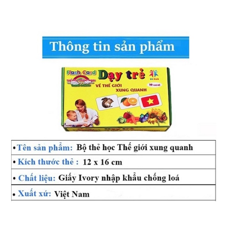 Bộ 287 Thẻ Học Thông Minh Song Ngữ 19 Chủ Đề KT 12x16cm Giúp Bé Tìm Hiểu Thế Giới Xung Quanh