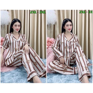 Mi Cần thơ 🍒 [XXL-3XL] Bộ pijama LỤA SATIN CAO CẤP, túi quần sâu