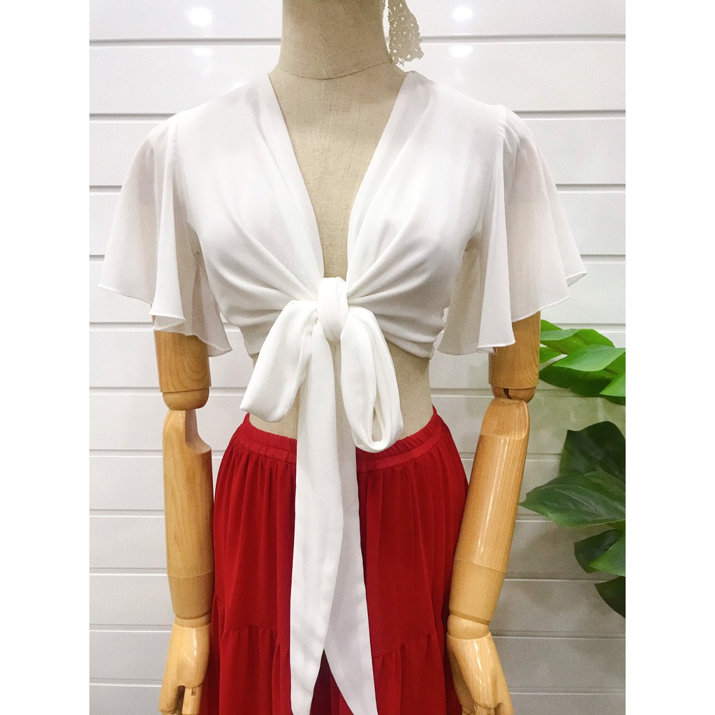 Áo croptop voan tay ngắn