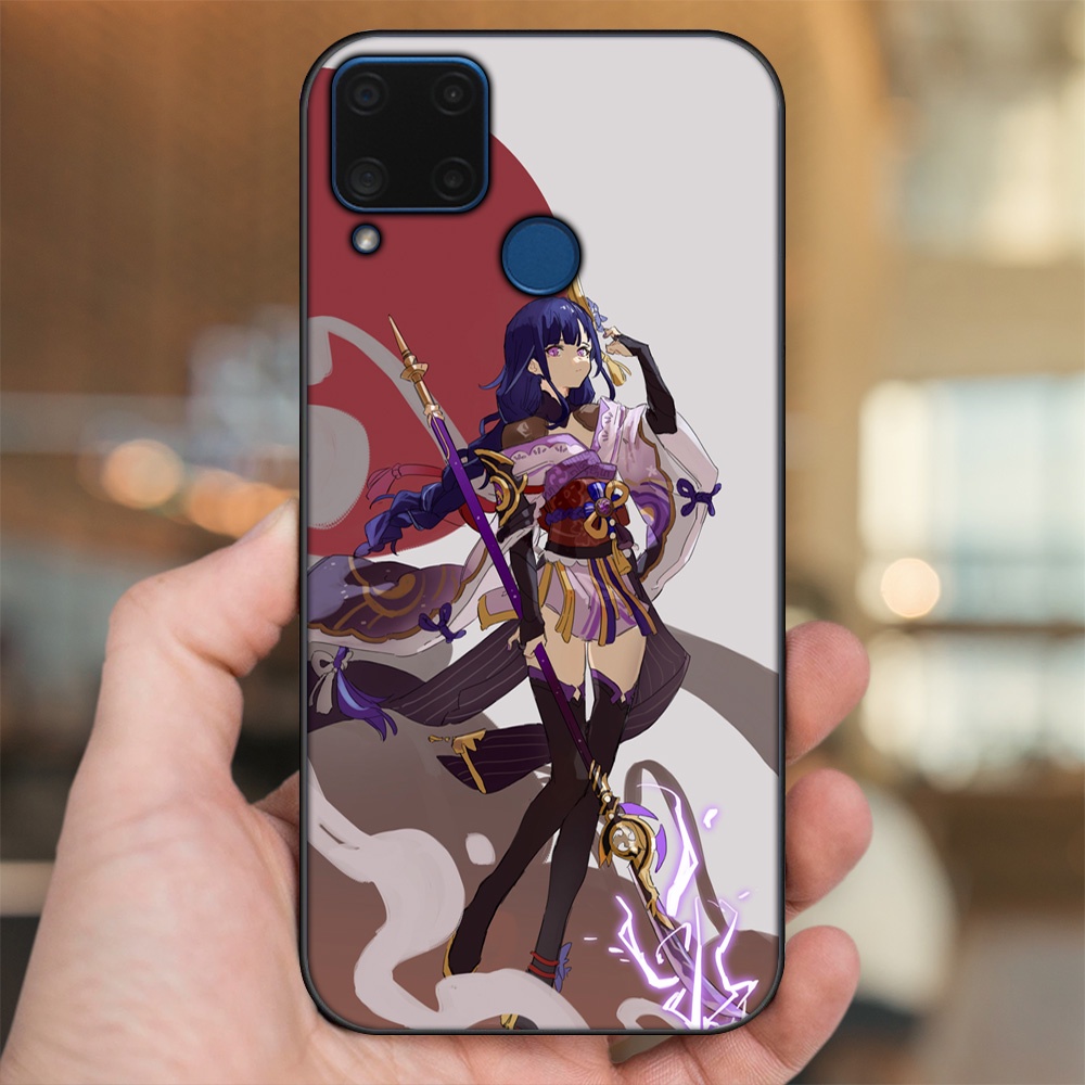 Ốp lưng Realme C15 viền đen in hình Raiden Shogun Genshin Impact