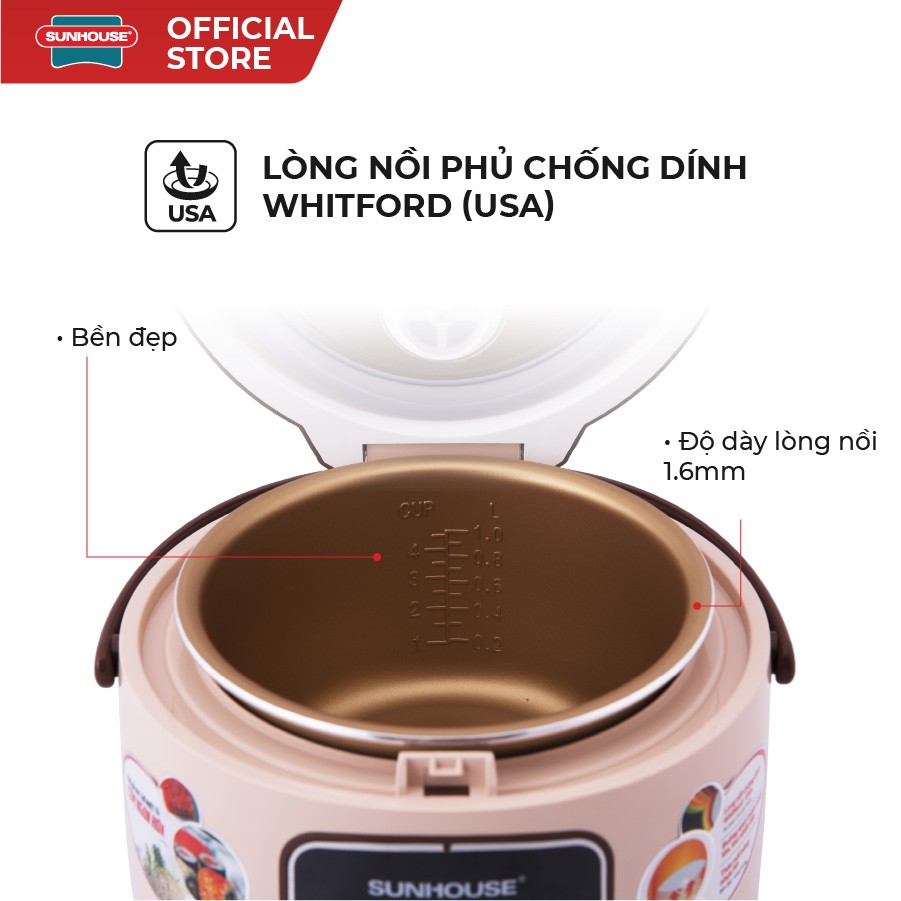 Nồi cơm điện 1L Sunhouse SHD8208C