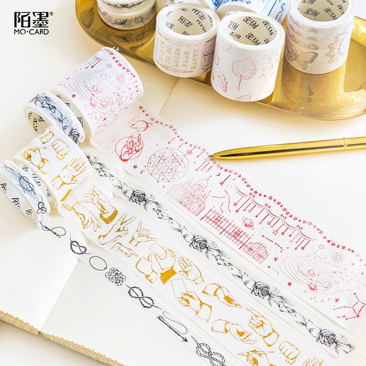 Set 2 cuộn băng dính washi tape nhũ trang trí planner WST130