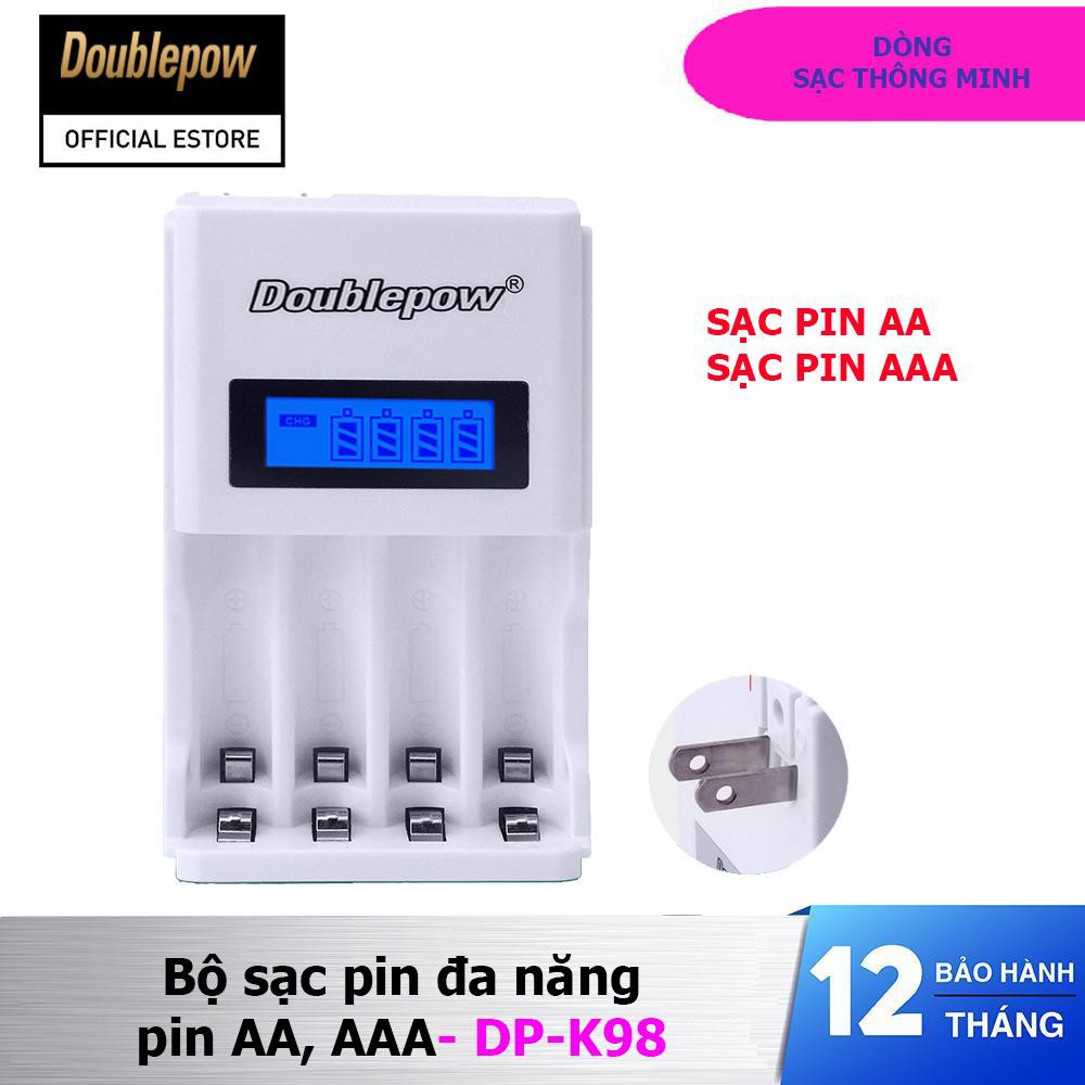 Bộ Sạc Pin tiểu AA, AAA K98 Doublepow tự ngắt khi đầy tốc độ cao màn hình LCD tặng kèm pin sạc AA 3200mAh