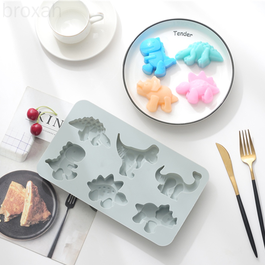Khuôn Làm Đá / Bánh / Sô Cô La 6 Ngăn Bằng Silicon Hình Động Vật Hoạt Hình Dễ Thương