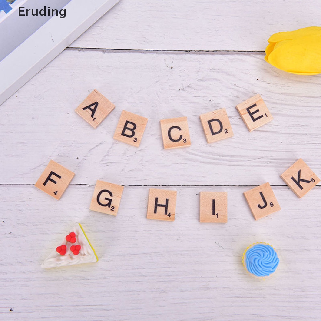 [Eruding] 100 Miếng Gỗ Xếp Hình Chữ Cái Và Số Màu Đen