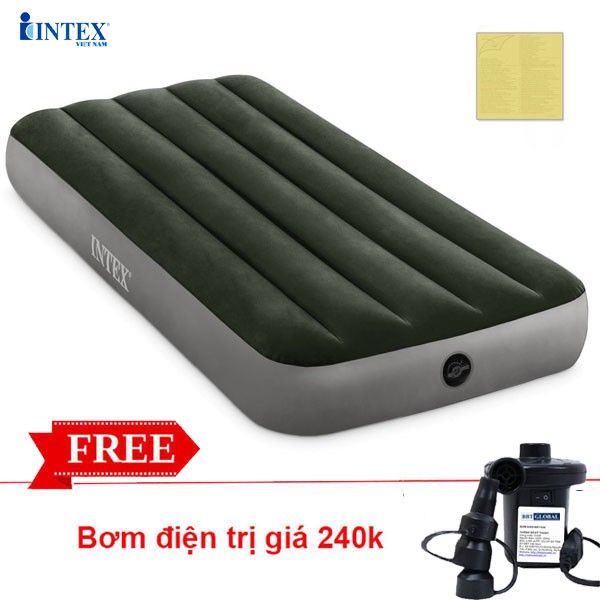 ĐỆM HƠI INTEX TẶNG 1 BƠM ĐIỆN + 1 GỐI + 1 BỘ VÁ