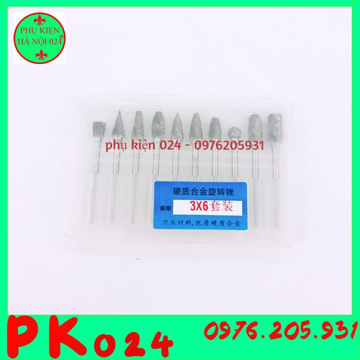 Bộ Mũi Doa Mài Hợp Kim Dùng Mài Kim Loại Và Gỗ 3x6mm