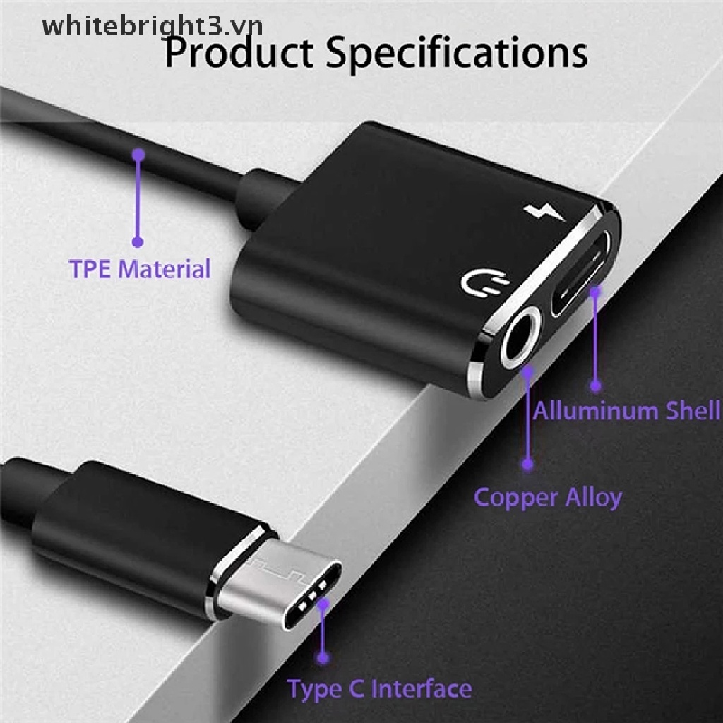Cáp SạC Âm Thanh Tai Nghe Aux 2 Trong 1 LoạI C Sang 3 5 Lỗ CắM Chuyên DụNg