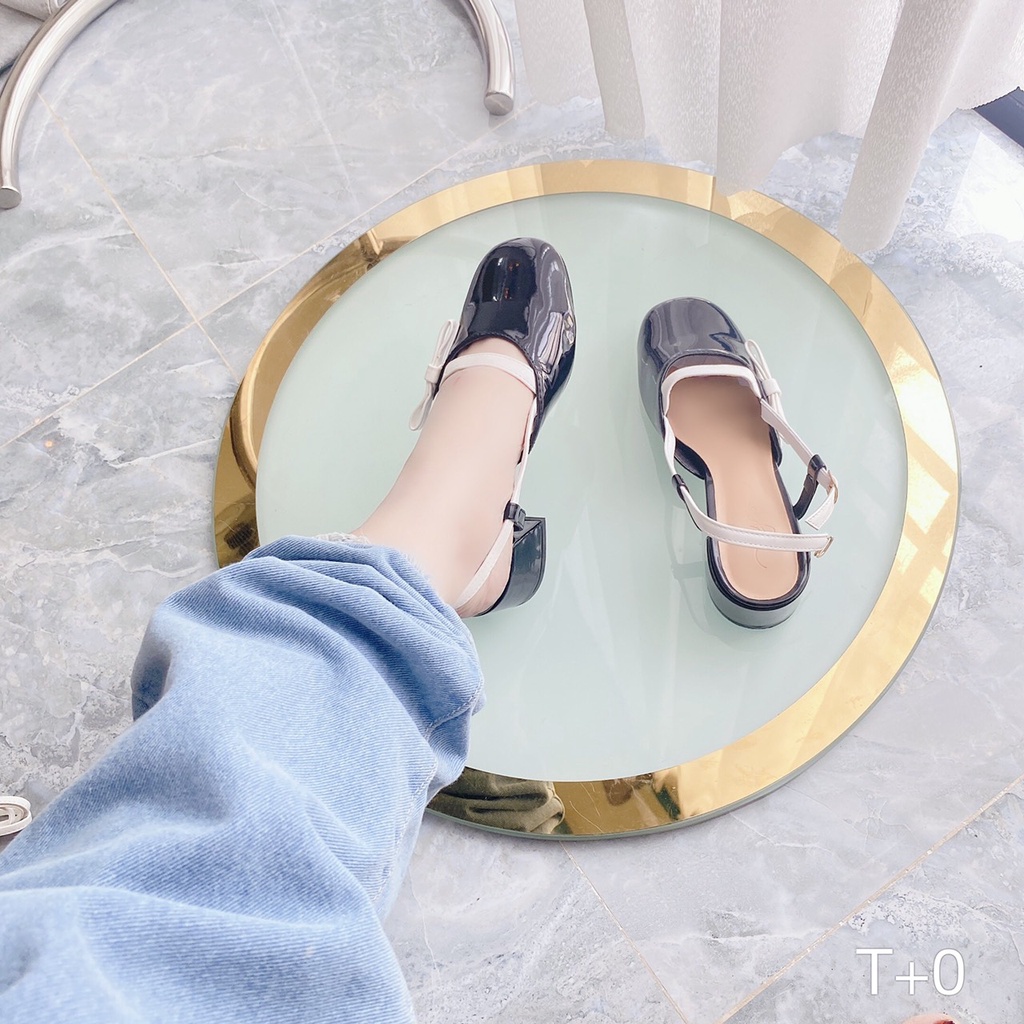 Giày cao gót đế vuông mix trắng đen sang chảnh, màu đen mix trắng, size 35-39, hàng Việt Nam xuất khẩu