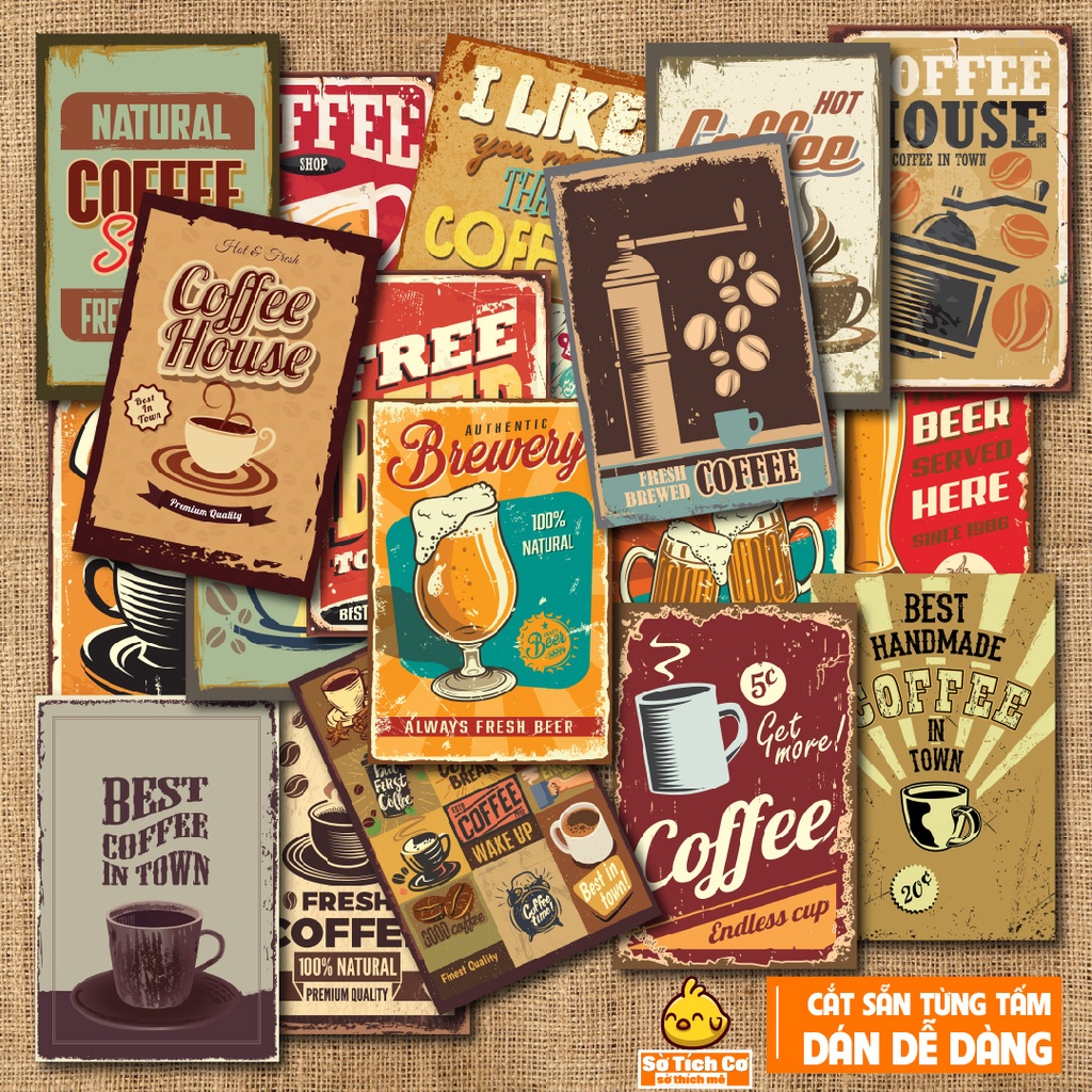 Poster dán tường decal khổ A4 A5 trang trí phòng, cửa hàng, salon,… chủ đề Coffee MSP: PT03