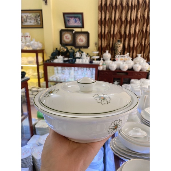 Âu Cơm Sứ Bát Tràng Thố Sứ Đựng Canh Cơm Bát Tô Có Nắp