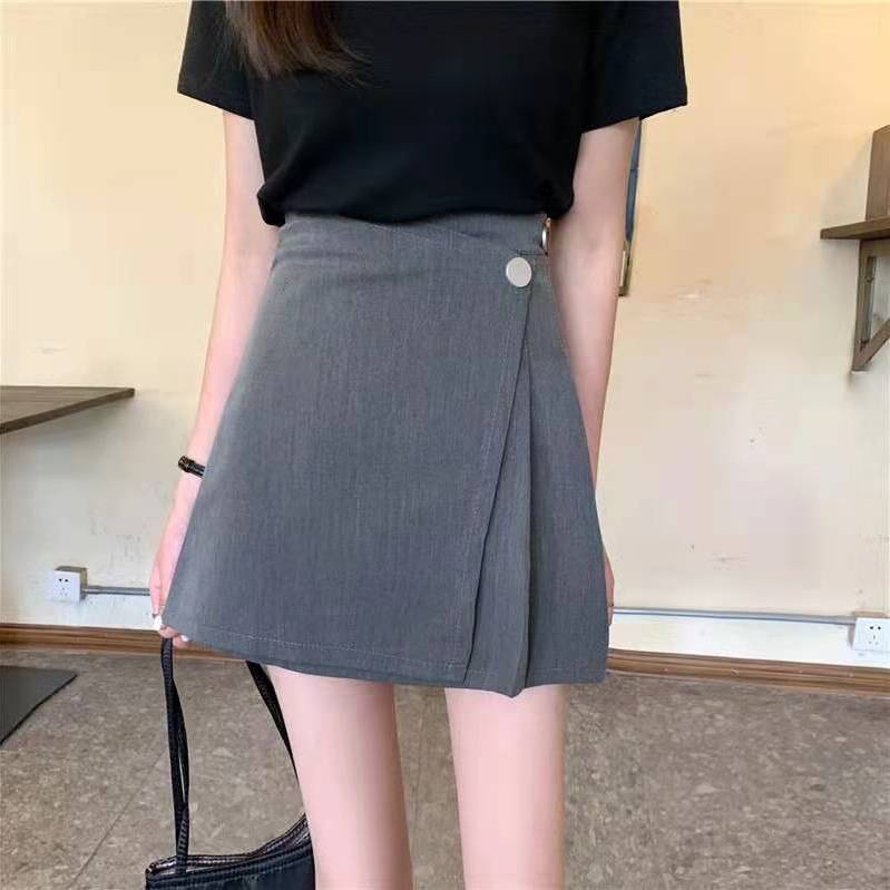 COZOK Chân Váy Lưng Cao Lệch Tà Thời Trang Dễ Phối Đồ