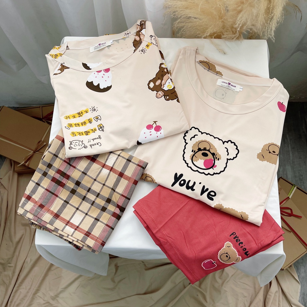 Bộ mặc nhà Pyjama Tea Store Cotton cộc QC họa tiết dễ thương