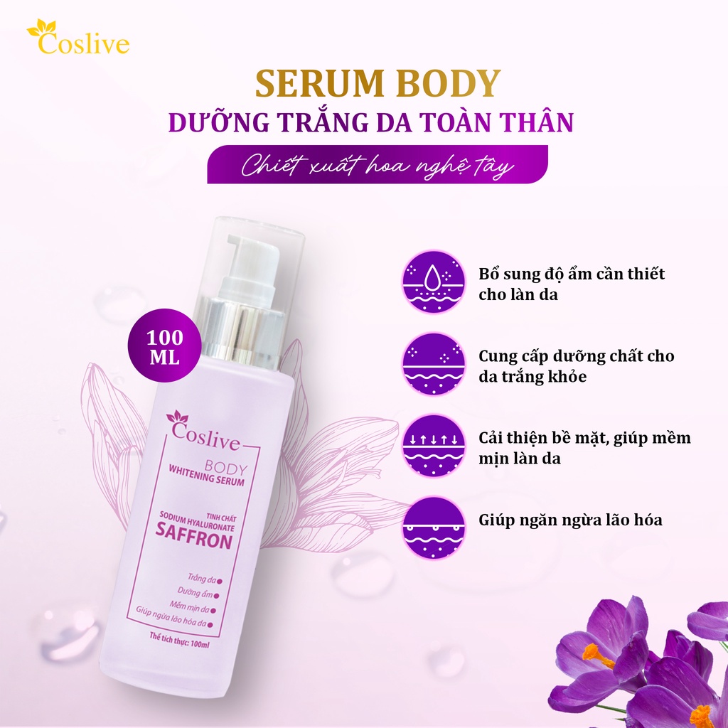 Serum Body Dưỡng Trắng Da Toàn Thân COSLIVE 100ml