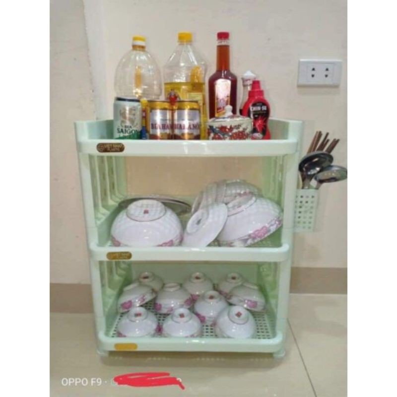 Kệ úp chén bát 3 tầng kèm ống cắm đũa thìa loại đẹp