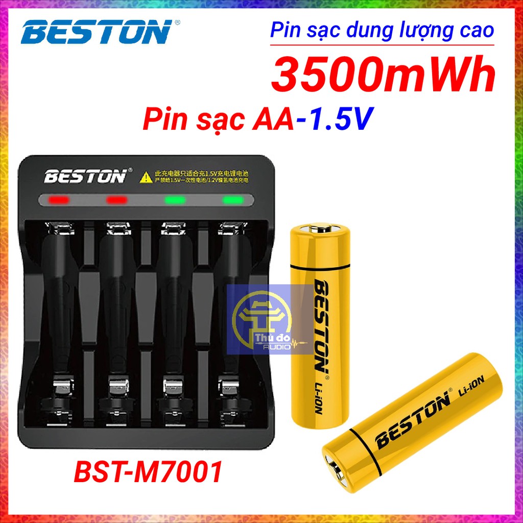 Pin sạc Li-ion 1,5V AA chính hãng Beston 3500mWh, Bộ sạc beston M7011 Sạc nhanh tự ngắt