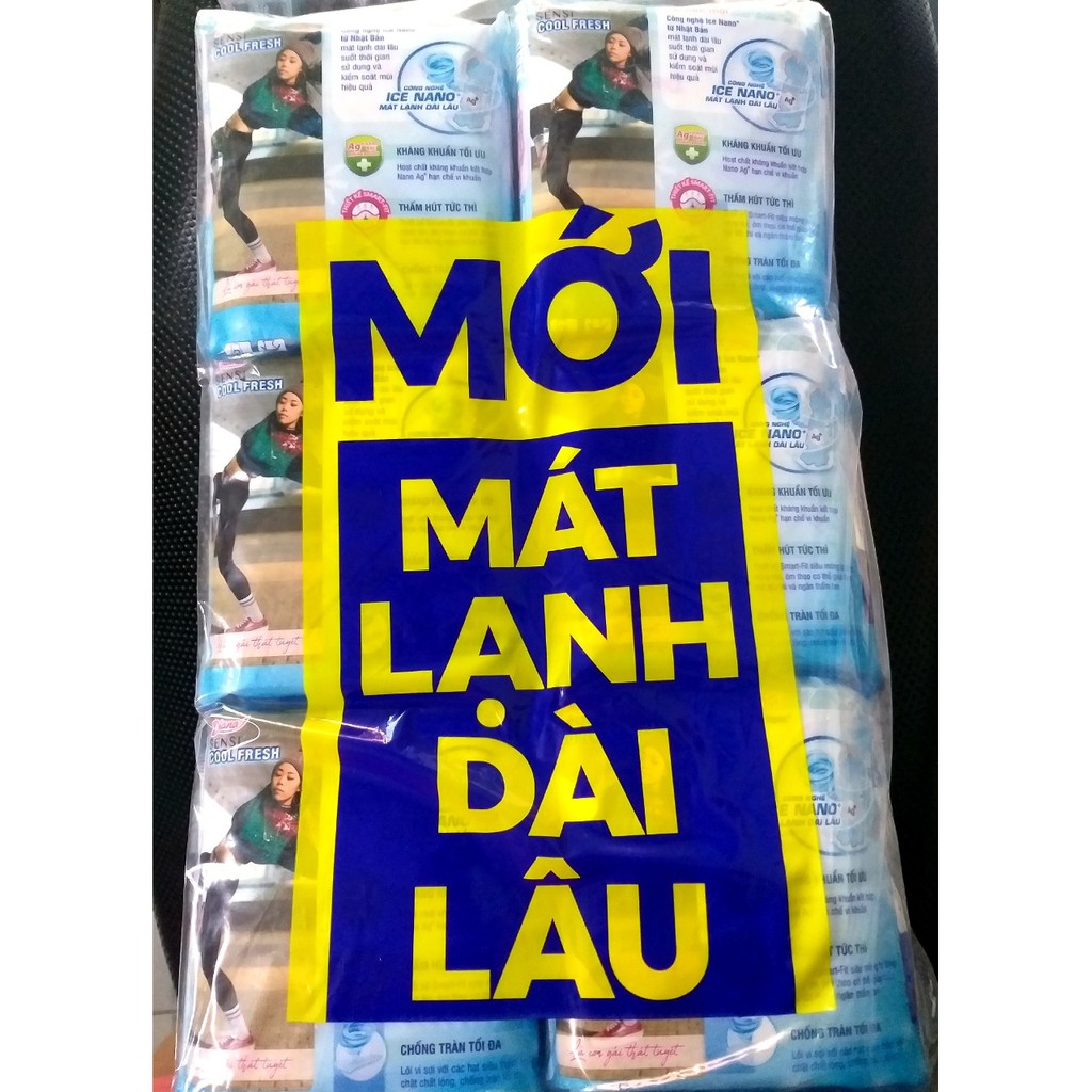 COMBO 6 GÓI BVS MỎNG KHÔNG CÁNH DIANA SENSI COOL FRESH, GÓI 8 MIẾNG DÀI 23CM