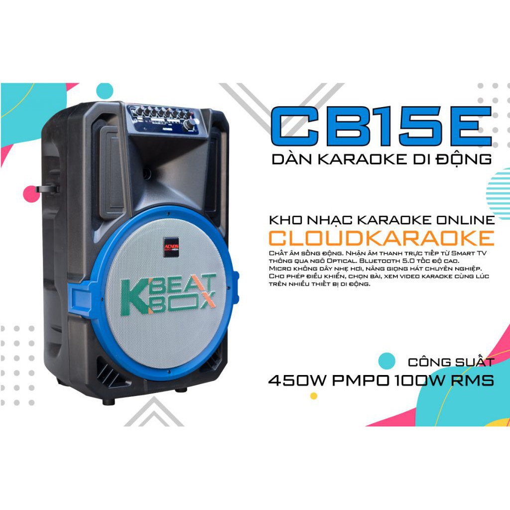 Loa kéo Acnos KBeatbox CB15E Bluetooth, Loa bass 4 tấc