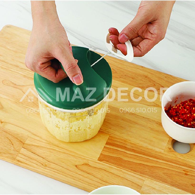 Dụng cụ xay tỏi ớt mini bằng tay Mini Food Chopper kéo dây, máy xay thịt thực phẩm loại đẹp dày dặn giá rẻ