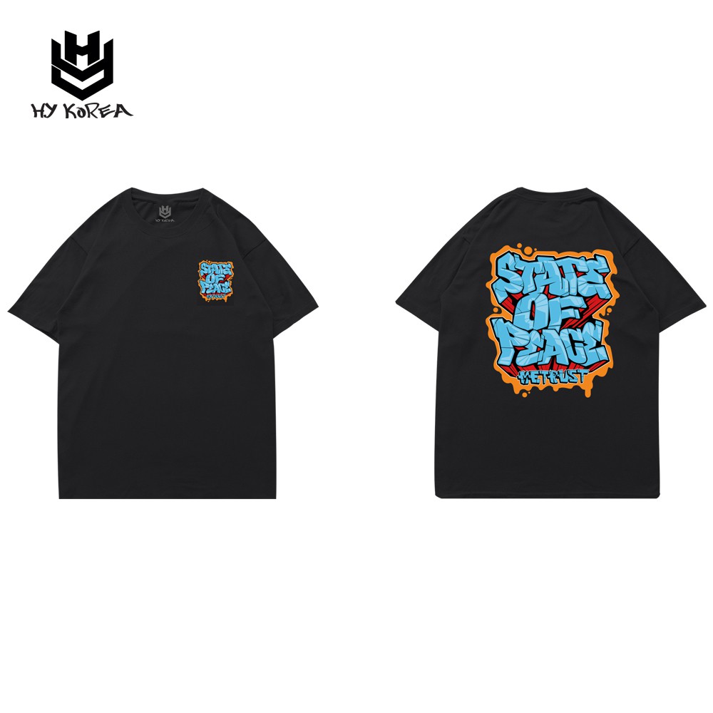 Áo Thun Nam HY KOREA Tay Lỡ Form Rộng Cotton 100% Grafity StateofPage Phong Cách HipHop 88.