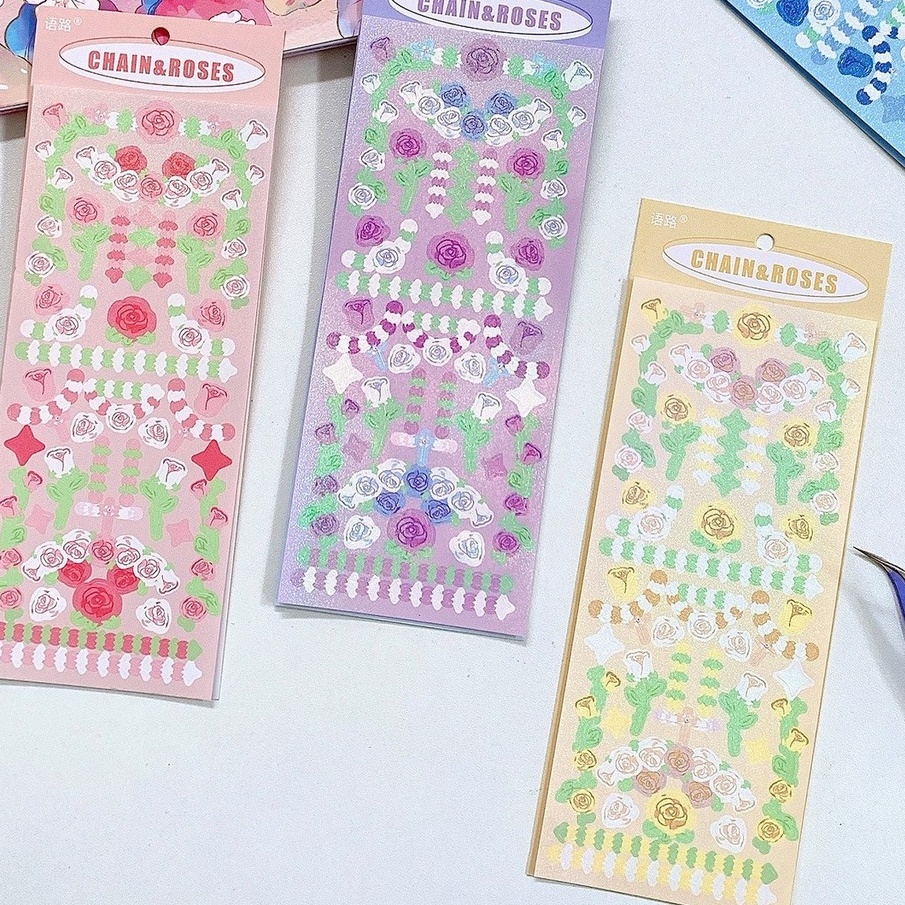 Sticker hoa hình dán trang trí sổ tay và toploader Chain &amp; Roses | BST150