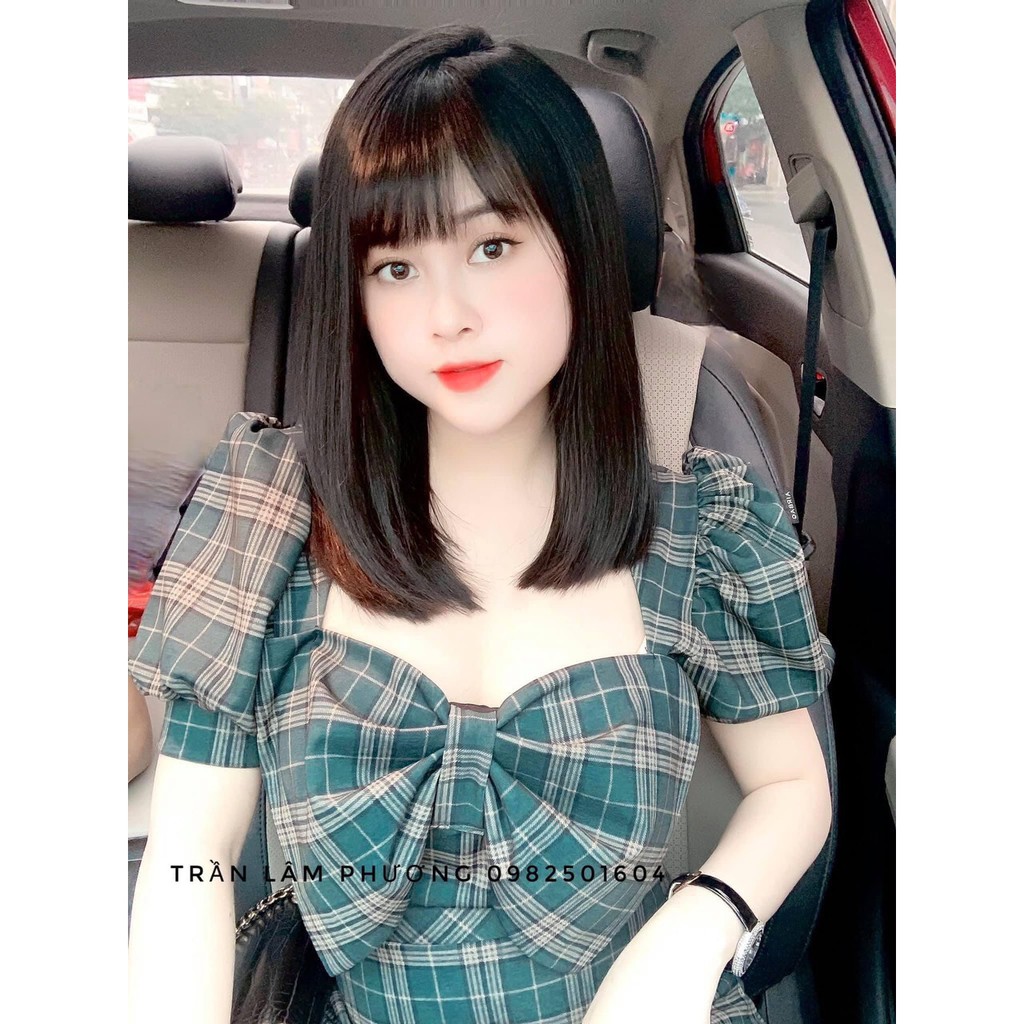 [Video+Ảnh Thật] Đầm Caro Nơ Ngực _ Đủ Size _ Hàng Cao Cấp _ Tí Nị Fashion