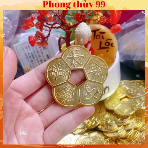 Đồng xu Hoa Mai phong thủy may mắn, đồng xu hoa mai phát lộc phát tài