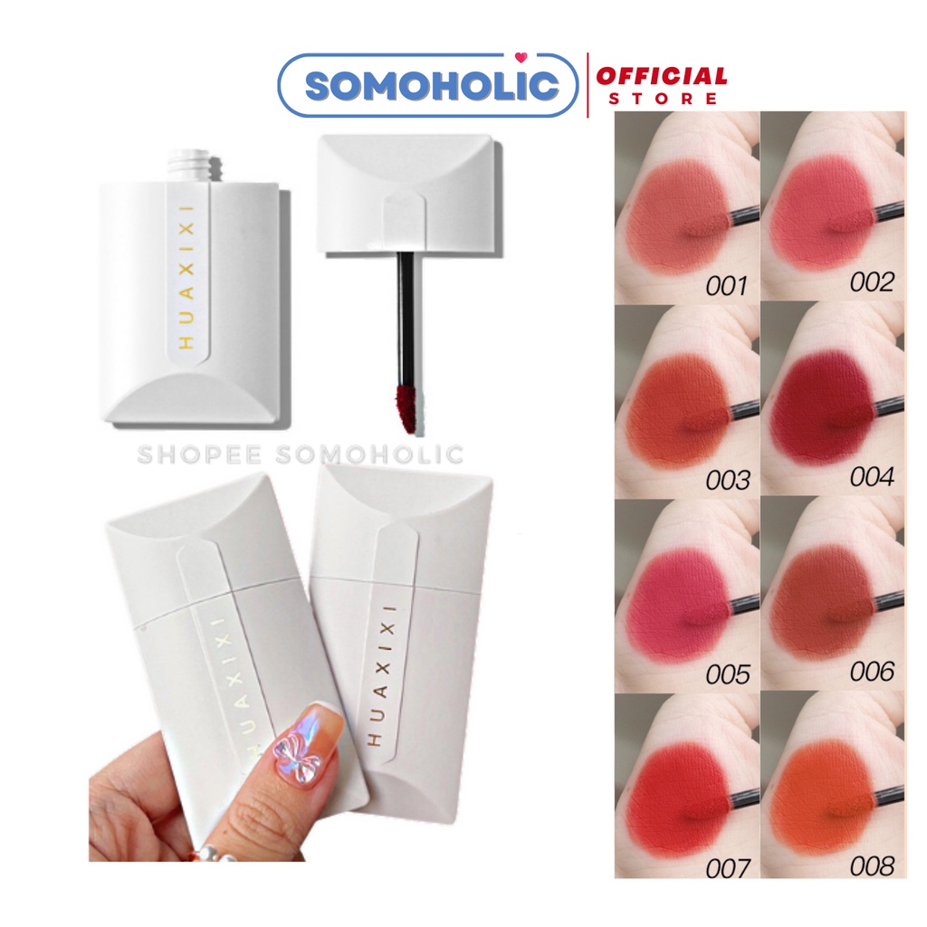 Son nội địa Trung Huaxixi dạng danh thiếp chất kem lì lâu trôi son vuông nhỏ gọn SM16