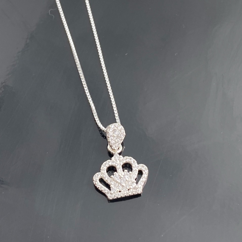 Dây chuyền bạc nữ mặt vương miện nữ hoàng đính đá sang trọng - Trang sức bạc Evasilver