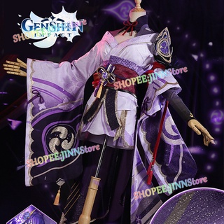 JINN Trò chơi Genshin Impact: Raiden Shogun Cosplay Trang phục Màu tím Váy Beelzebul Cosplay Kimono Tóc giả Trang phục Phụ kiện Trọn bộ