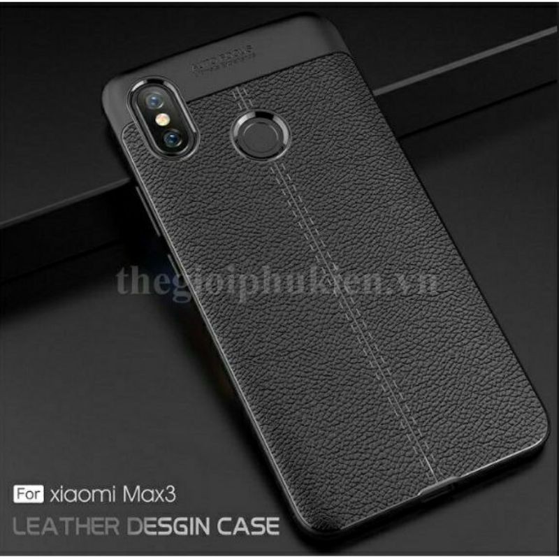 Ốp lưng Xiaomi Mimax 3 vân da auto focus - Đen