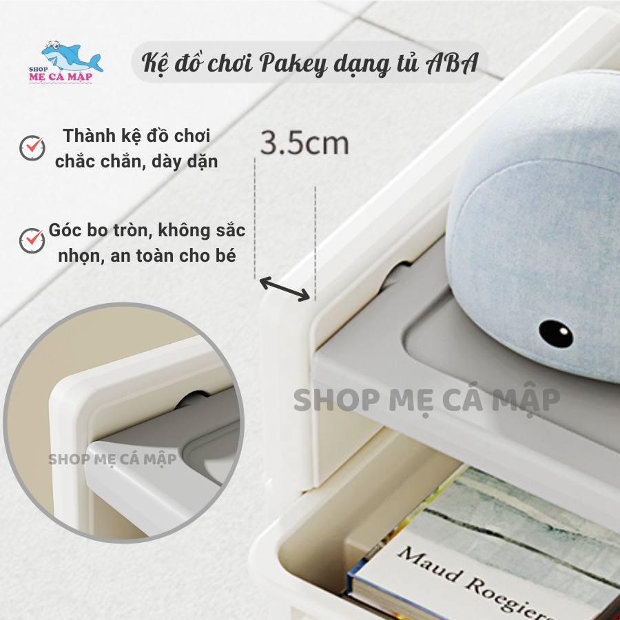 Kệ đồ chơi cao cấp ABA cho bé, nhựa nguyên sinh dày dặn chắc chắn Pakey