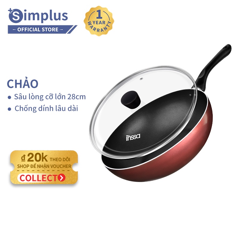 Chảo chống dính Simplus 28cm sử dụng được cho bếp từ, bếp gas, chảo đa năng chuyên dụng