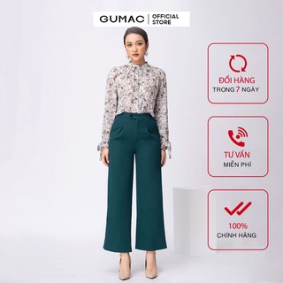 Quần suông nữ xếp 2 ly GUMAC thiết kế basic, thanh lịch sang trọng QA10203