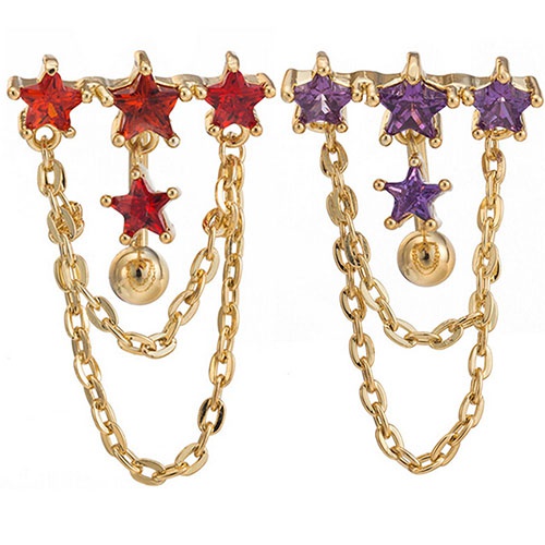 Khuyên rốn hình 4 ngôi sao đính đá thời trang cho nữ