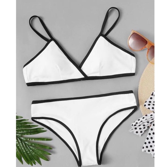 Bikini Trắng Phối Viền Đen