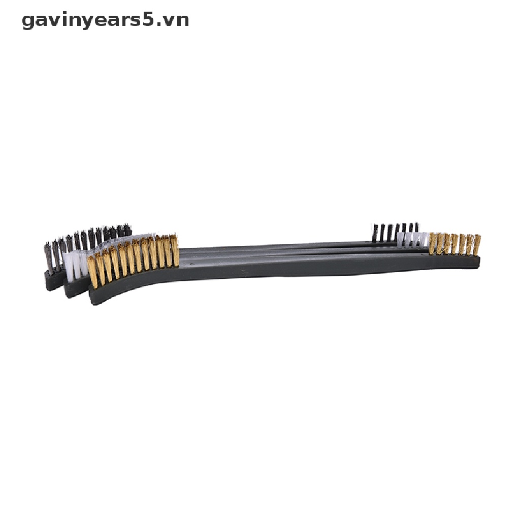 Set 3 bàn chải bằng đồng thau mini vệ sinh đa năng