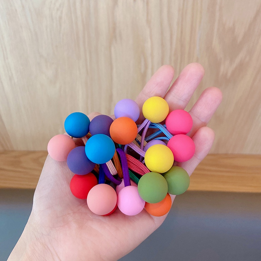 Set 10 dây buộc tóc co giãn họa tiết hoạt hình nhiều màu sắc phong cách Hàn Quốc