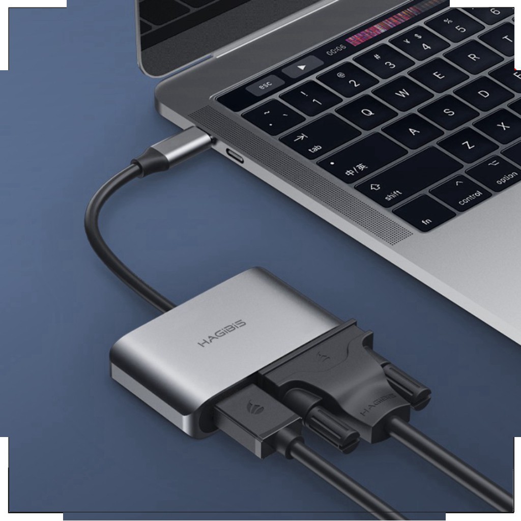 T-  Cáp Chuyển USB-C To 4K HDMI/VGA Hagibis 2 in 1 Hub