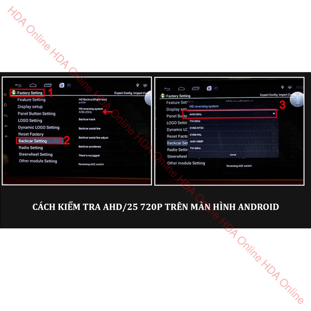 Camera lùi ô tô HQ155 chuẩn AHD đánh góc lái