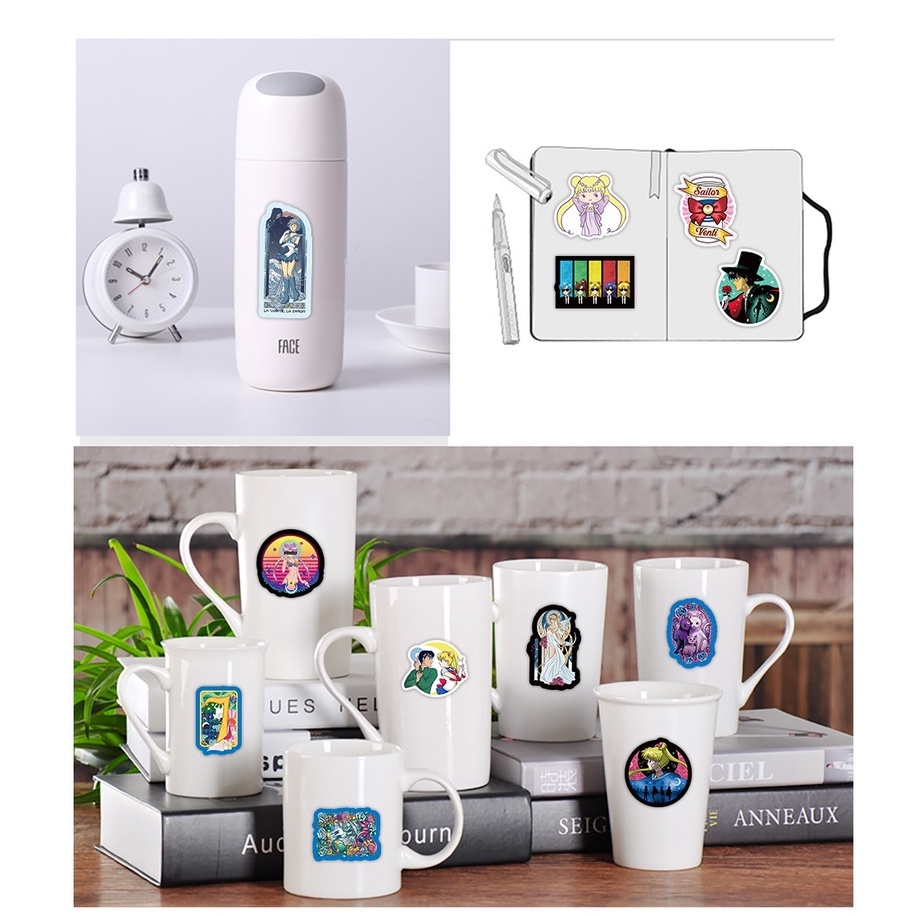 Set 100/50/25/10 Nhãn Dán Thủy Thủ Mặt Trăng Trang Trí Đa Năng