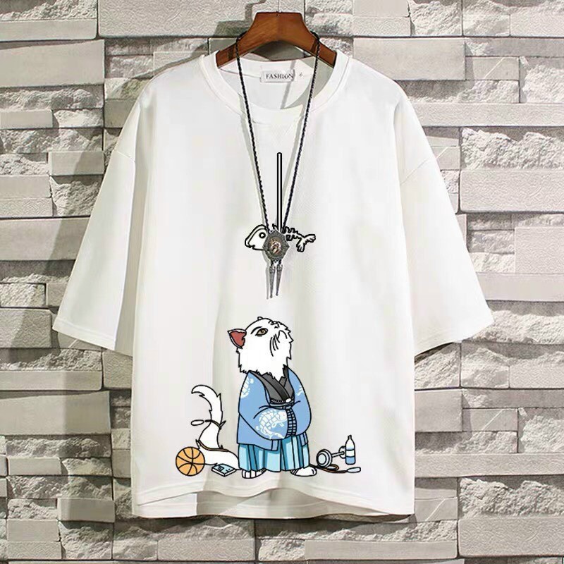 Áo phông form rộng tay lỡ unisex - Áo thun in hình con mèo - Sỉ áo thun số lượng lớn