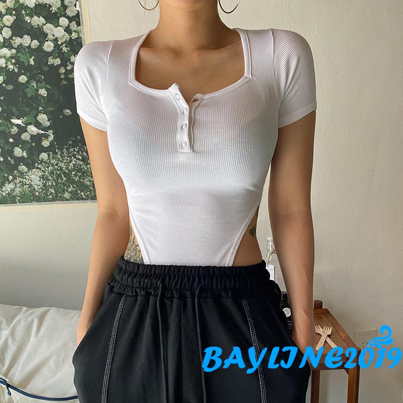 Bộ Jumpsuit Ngắn Tay Cổ Vuông Thời Trang Dành Cho Nữ