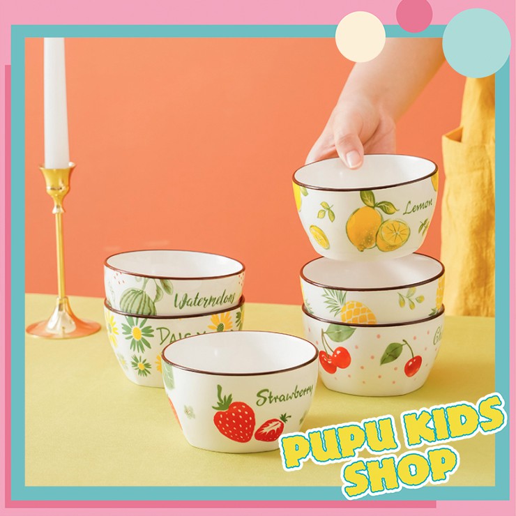Bát Gốm Sứ Trang Trí, Ăn Dặm Hình Trái Cây Dễ Thương 350ml