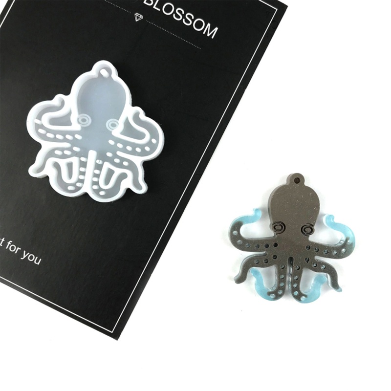 Khuôn Silicone Làm Móc Khóa Hình Bạch Tuộc Bằng Pha Lê UV DIY