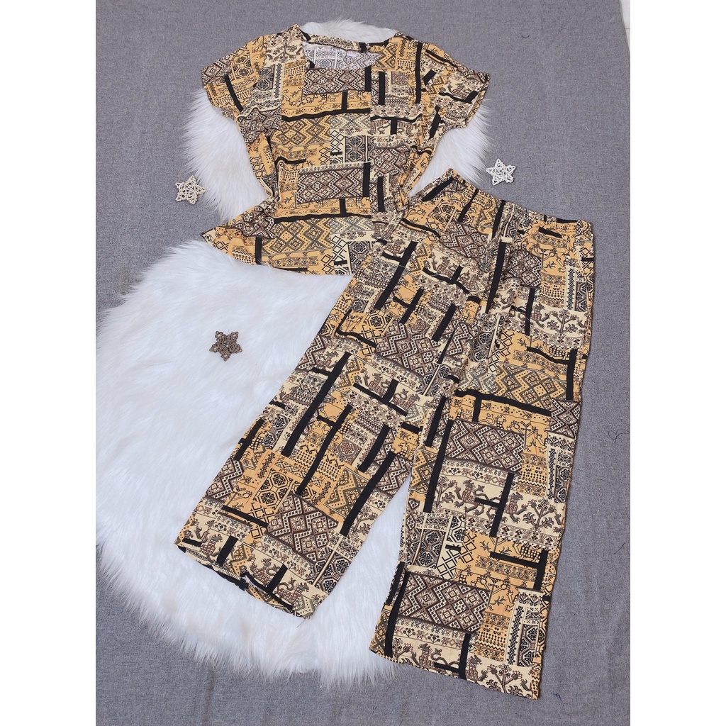 Bộ lanh trung niên dài, bộ mặc nhà trung niên quần dài